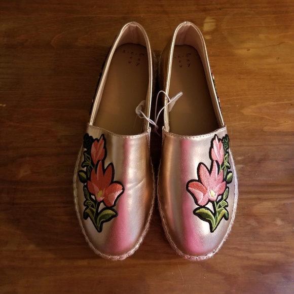 A new day embroidered  espadrille slip on flats - Picture 1 of 7